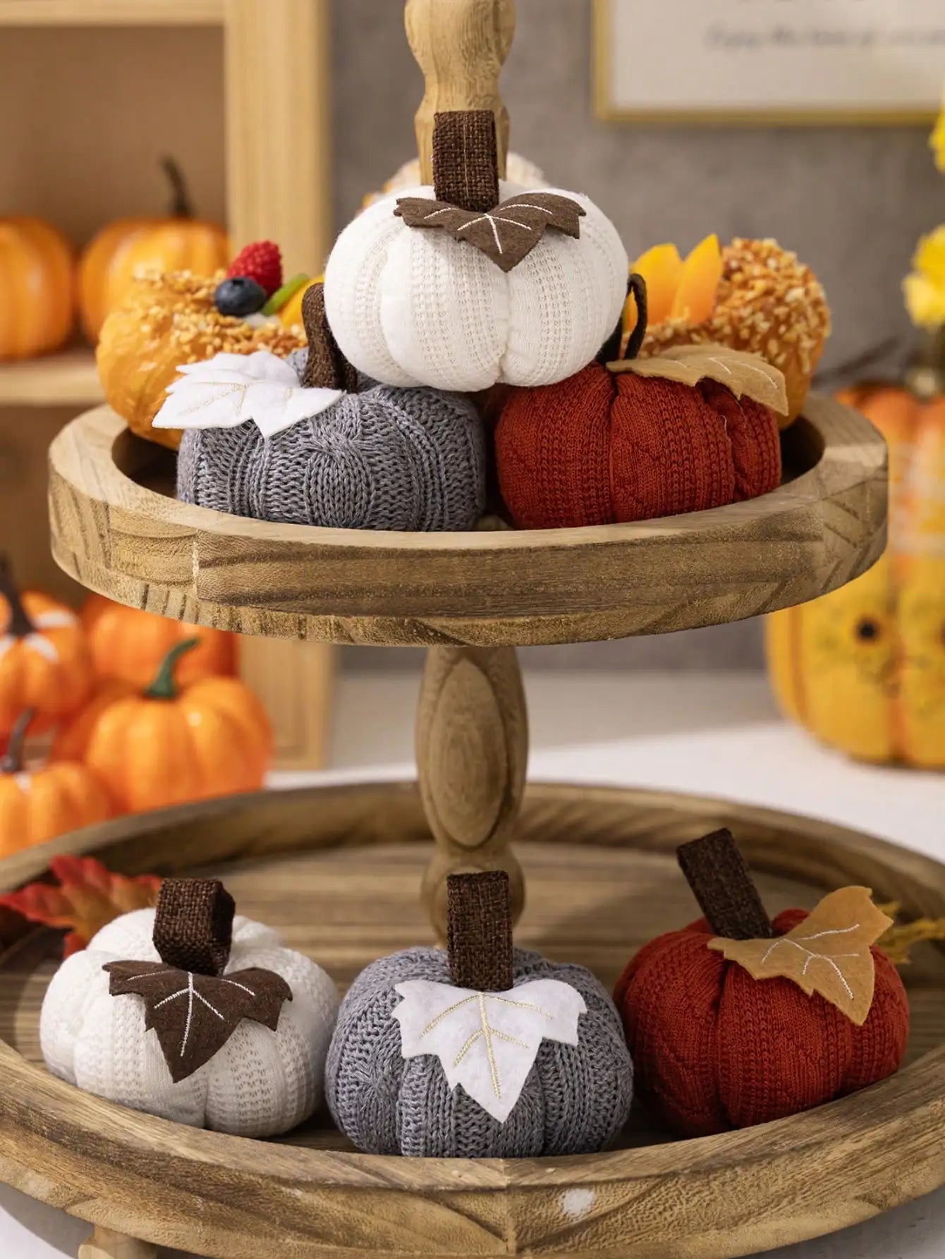 Knitted Pumpkin Decor Ornament