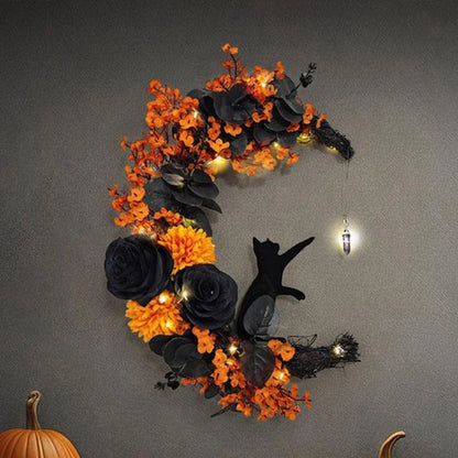 Moon-Shaped Halloween Wreath