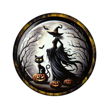 Round Metal Halloween Wreath Sign