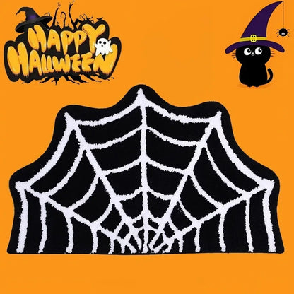 Black Spider Web Halloween Rug Bath Mat