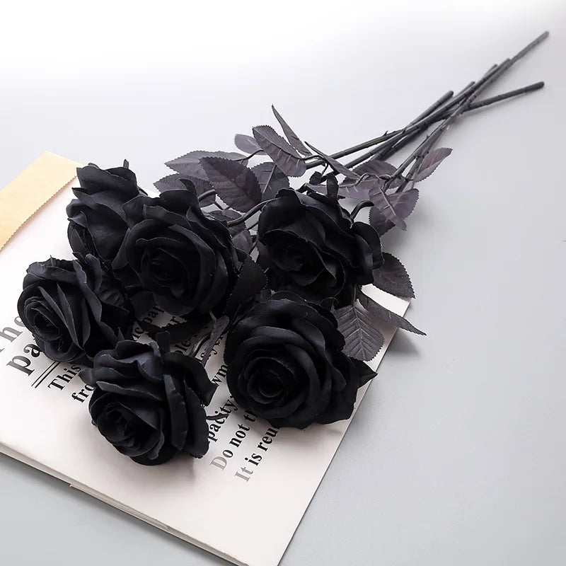 Black Silk Artificial Rose Flowers