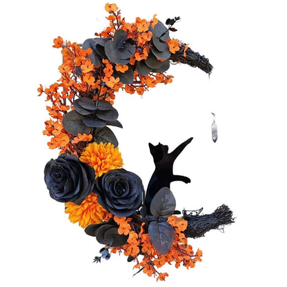 Moon-Shaped Halloween Wreath