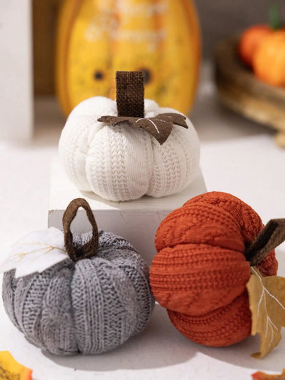 Knitted Pumpkin Decor Ornament