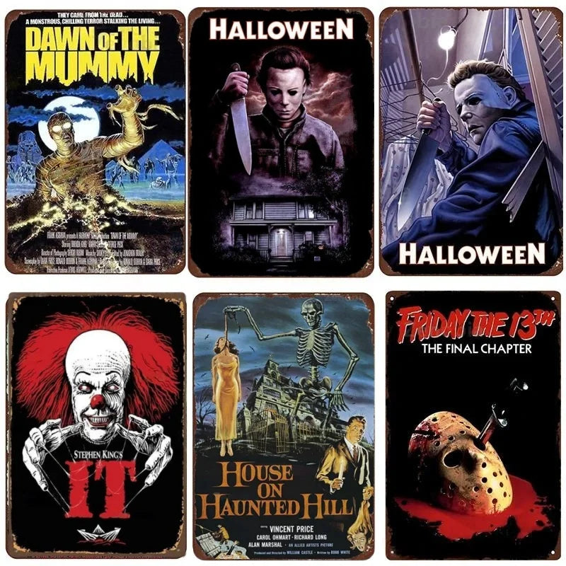 Retro Horror Movie Theme Metal Sign