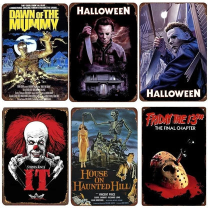 Retro Horror Movie Theme Metal Sign