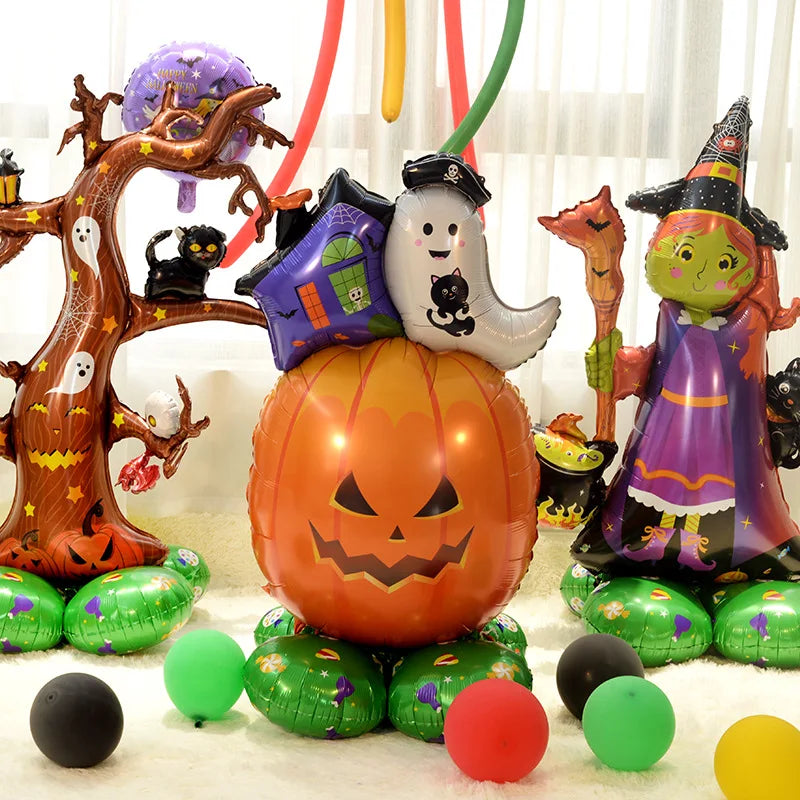 Giant Stand Pedestal Halloween Foil Balloon Set