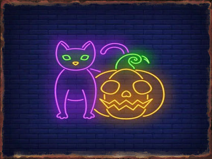 Halloween Neon Rectangle Metal Sign