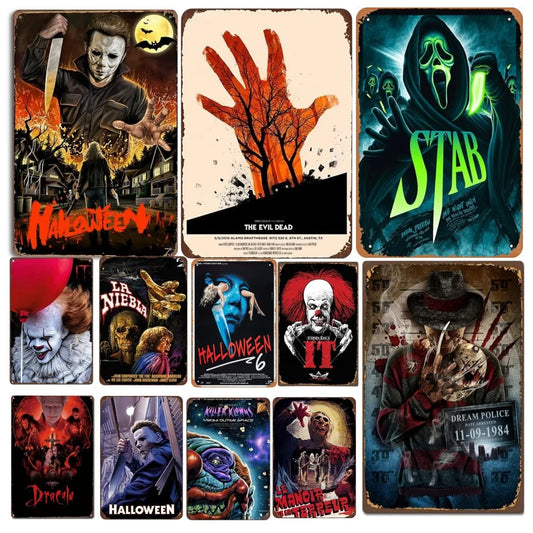 Retro Horror Movie Theme Metal Sign