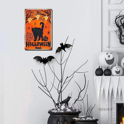 Funny Retro Black Cat Halloween Sign